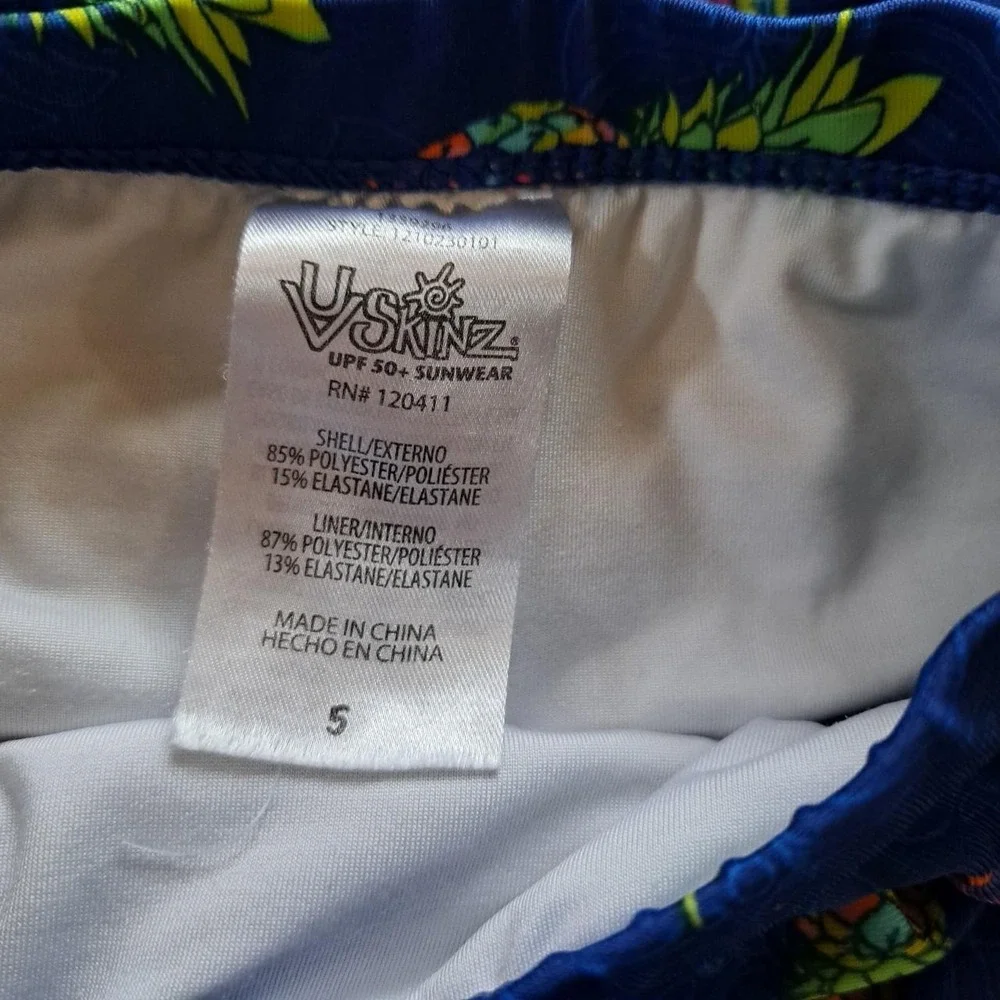 UV Skins Little Girls Swimsuit Set with Hat Blue Pineapple sz 5